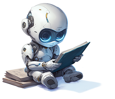 Roboter liest ein Buch